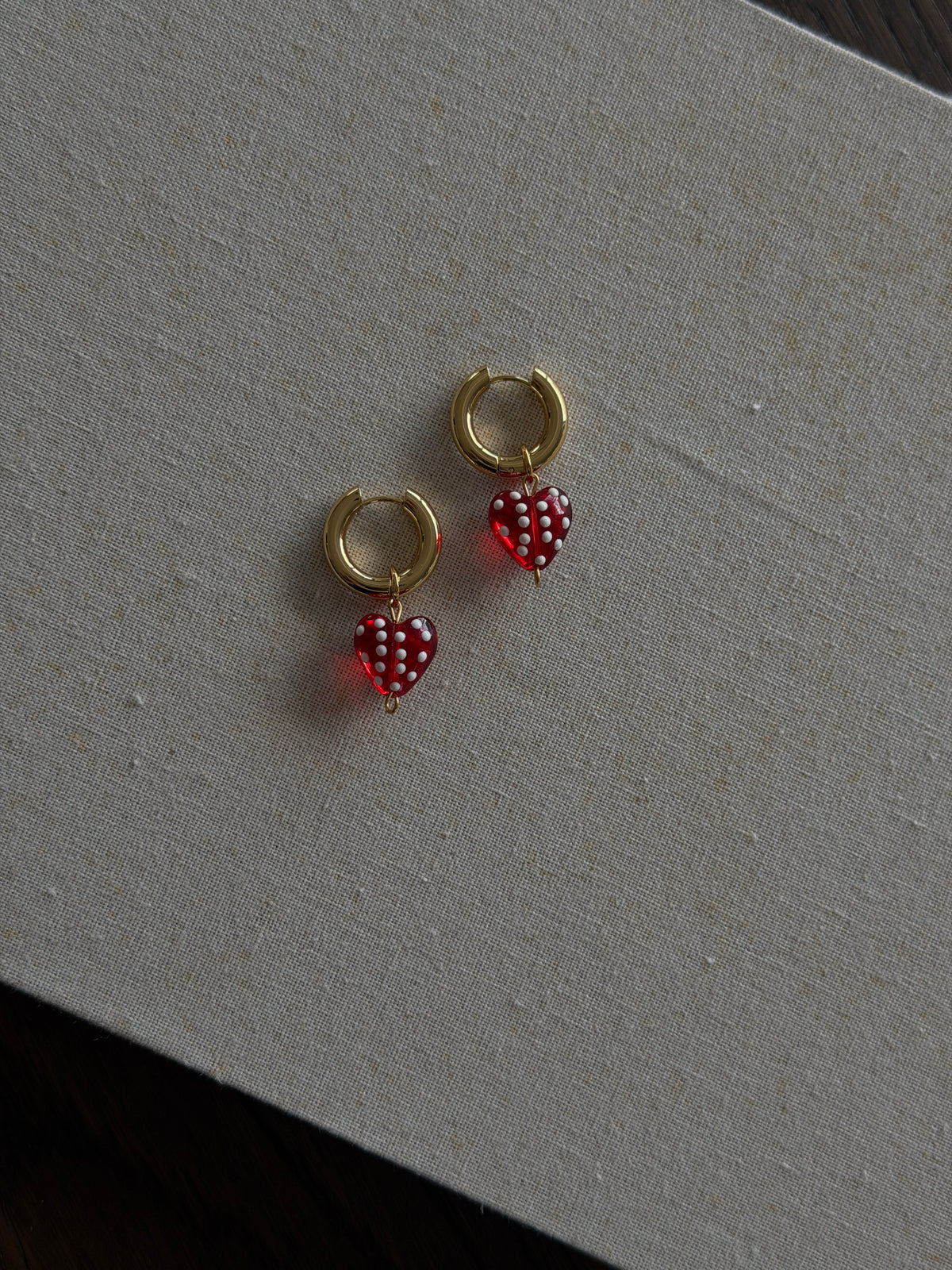 Cherry Dot Heart Hoops